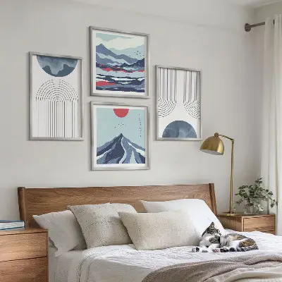 Peisaje montane abstracte set tablouri gata de agățat
