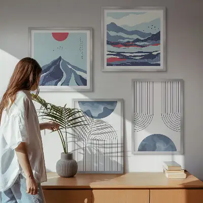 Peisaje montane abstracte set tablouri gata de agățat
