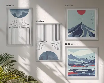 Peisaje montane abstracte set tablouri gata de agățat
