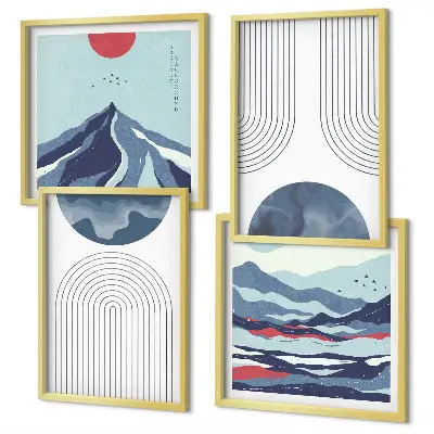Peisaje montane abstracte set tablouri gata de agățat