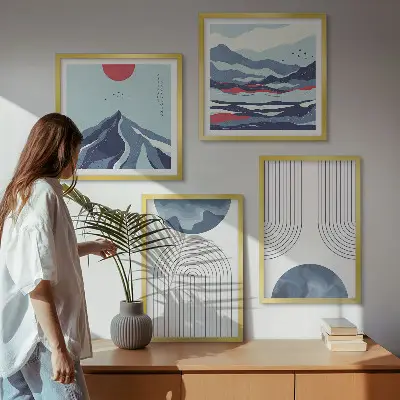 Peisaje montane abstracte set tablouri gata de agățat
