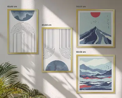 Peisaje montane abstracte set tablouri gata de agățat