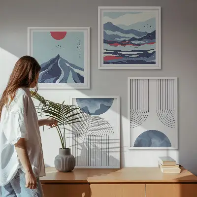 Peisaje montane abstracte set tablouri gata de agățat