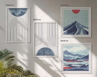 Peisaje montane abstracte set tablouri gata de agățat