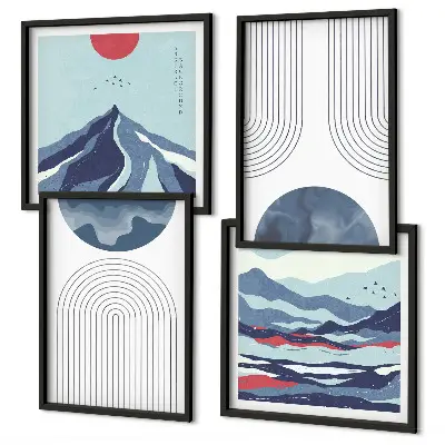 Peisaje montane abstracte set tablouri gata de agățat