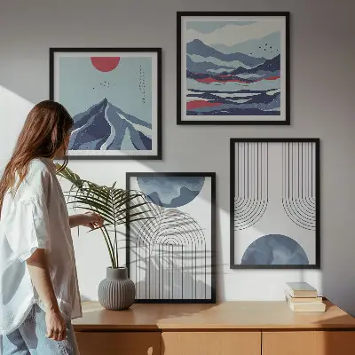 Peisaje montane abstracte set tablouri gata de agățat