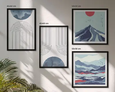 Peisaje montane abstracte set tablouri gata de agățat
