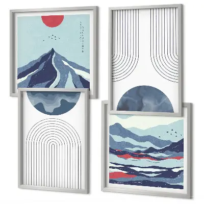 Peisaje montane abstracte set tablouri gata de agățat