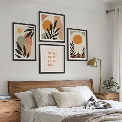 Compoziție de tablouri pentru perete cu motive vegetale abstracte