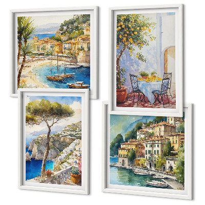 Set tablouri gata de agățat Acuarelă orașe italiene