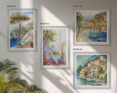 Set tablouri gata de agățat Acuarelă orașe italiene