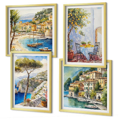 Set tablouri gata de agățat Acuarelă orașe italiene
