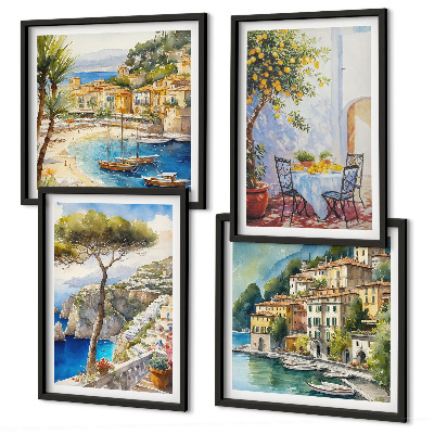 Set tablouri gata de agățat Acuarelă orașe italiene