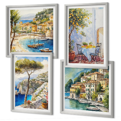 Set tablouri gata de agățat Acuarelă orașe italiene