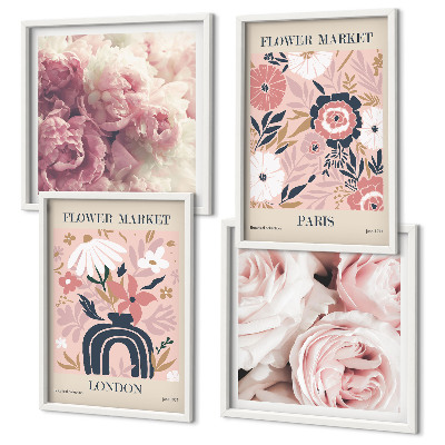 Set tablouri gata de agățat Motive florale trandafiri Paris