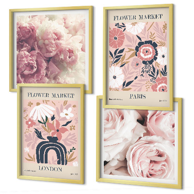 Set tablouri gata de agățat Motive florale trandafiri Paris