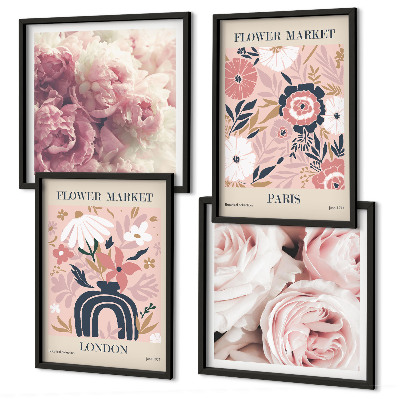 Set tablouri gata de agățat Motive florale trandafiri Paris