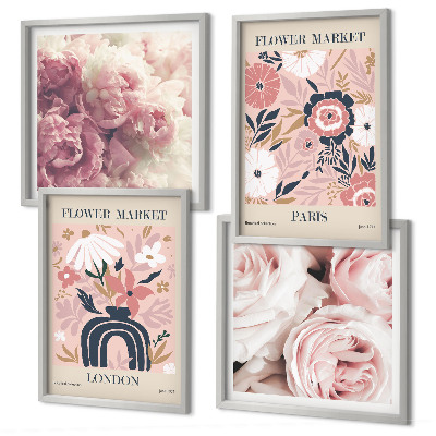 Set tablouri gata de agățat Motive florale trandafiri Paris