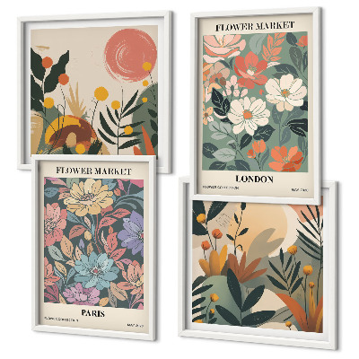 Set tablouri gata de agățat Postere florale Paris Londra