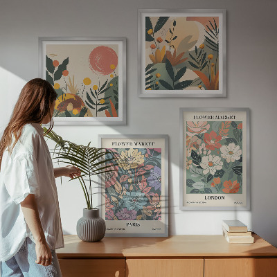 Set tablouri gata de agățat Postere florale Paris Londra