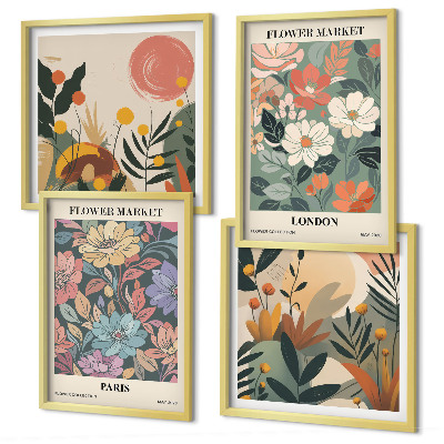 Set tablouri gata de agățat Postere florale Paris Londra