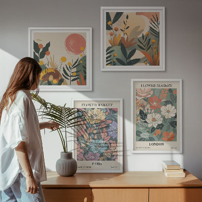 Set tablouri gata de agățat Postere florale Paris Londra