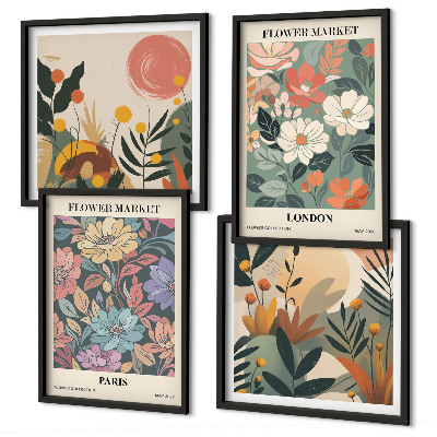Set tablouri gata de agățat Postere florale Paris Londra