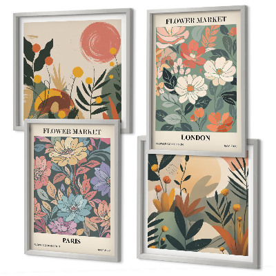 Set tablouri gata de agățat Postere florale Paris Londra