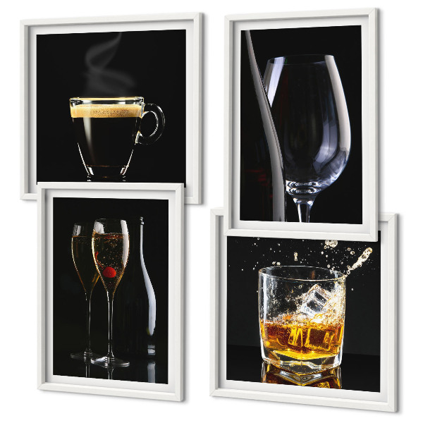 Set tablouri gata de agățat Whisky, vin, șampanie, cafea, alcool