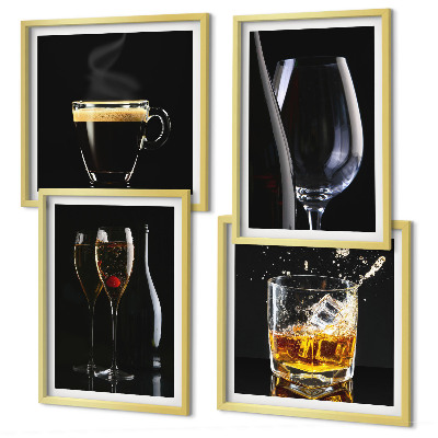 Set tablouri gata de agățat Whisky, vin, șampanie, cafea, alcool