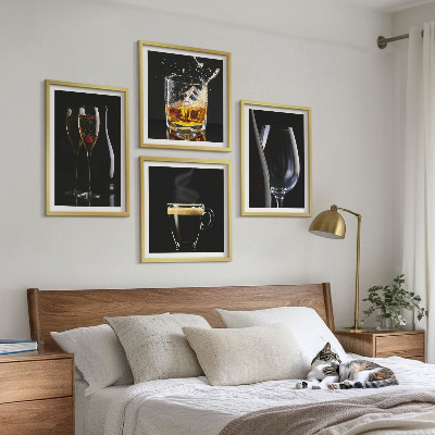 Set tablouri gata de agățat Whisky, vin, șampanie, cafea, alcool