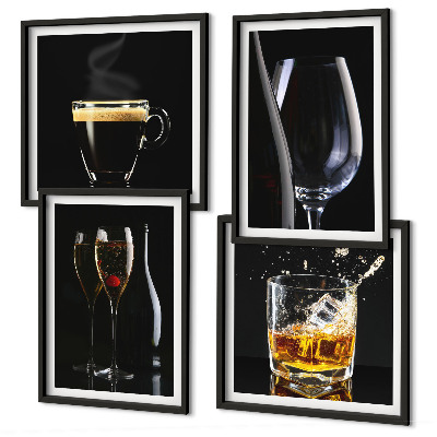 Set tablouri gata de agățat Whisky, vin, șampanie, cafea, alcool