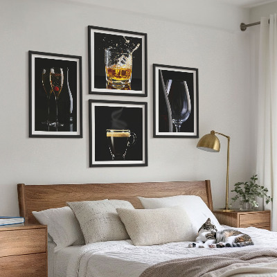 Set tablouri gata de agățat Whisky, vin, șampanie, cafea, alcool