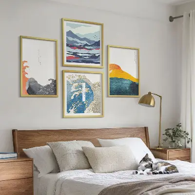 Set de tablouri cu grafică artistică japoneză cu valuri gata de agățat