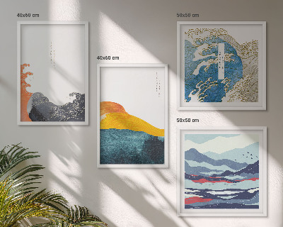 Set tablouri gata de agățat Grafică artistică japoneză cu valuri