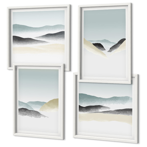 Compoziție de tablouri pentru perete Pasteluri minimaliste de munte