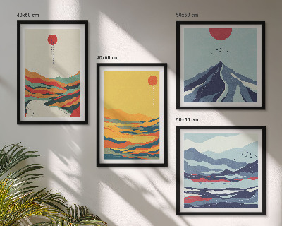 Compoziție de tablouri pentru perete Munți de râu abstracti colorați