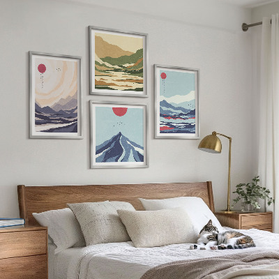 Set tablouri gata de agățat Peisaje montane abstracte