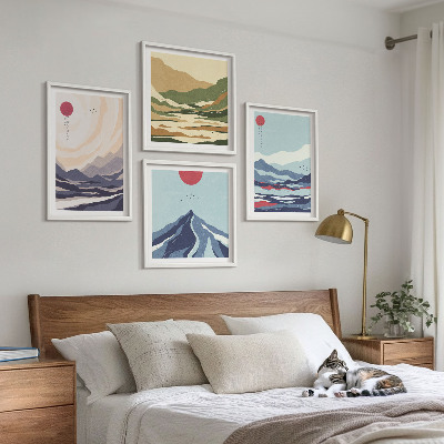 Set tablouri gata de agățat Peisaje montane abstracte