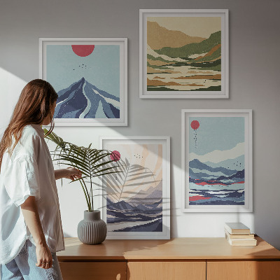 Set tablouri gata de agățat Peisaje montane abstracte