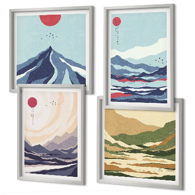 Set tablouri gata de agățat Peisaje montane abstracte