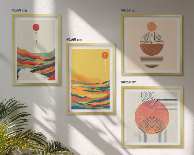 Compoziție de tablouri pentru perete Modele colorate ale munților râului Japandi