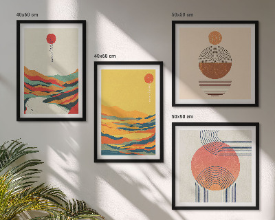 Compoziție de tablouri pentru perete Modele colorate ale munților râului Japandi