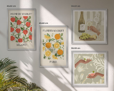 Set tablouri gata de agățat Flori vin Milano Paris