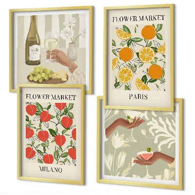 Set tablouri gata de agățat Flori vin Milano Paris