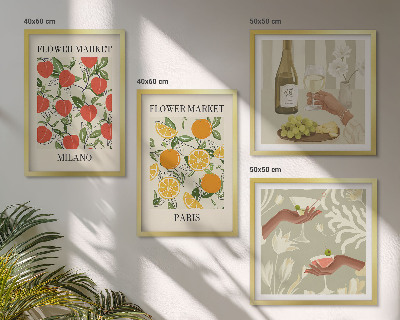 Set tablouri gata de agățat Flori vin Milano Paris