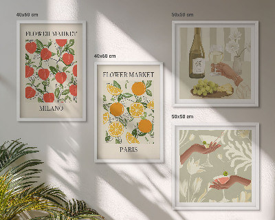 Set tablouri gata de agățat Flori vin Milano Paris