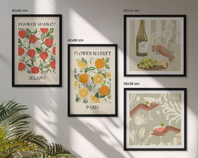 Set tablouri gata de agățat Flori vin Milano Paris
