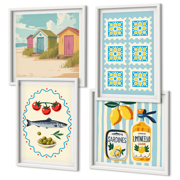Compoziție de tablouri pentru perete Ilustrații ale bucătăriei mediteraneene