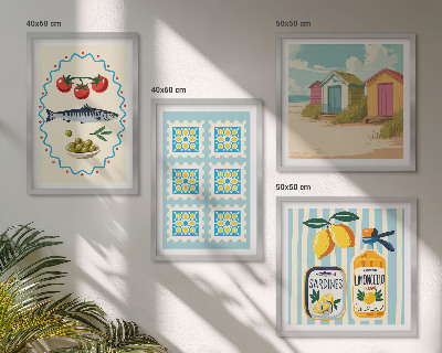 Compoziție de tablouri pentru perete Ilustrații ale bucătăriei mediteraneene